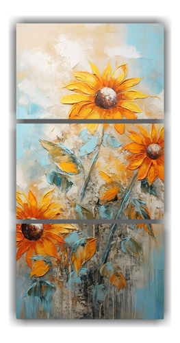 60x120cm Cuadro Girasoles Amarillo Blanco Neo-noir Estilo Ga