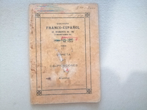 Libreta De Calificaciones Del Franco Español De 1938