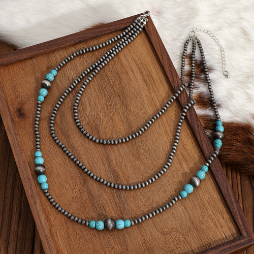 Collar Vintage De Perlas De Plástico Con Cadena De Clavícula