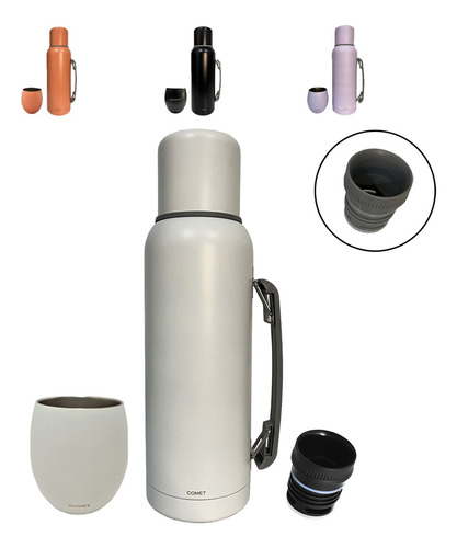 Termo Comet 1 Litro Con Asa + Mate 250ml Acero Inox I Css