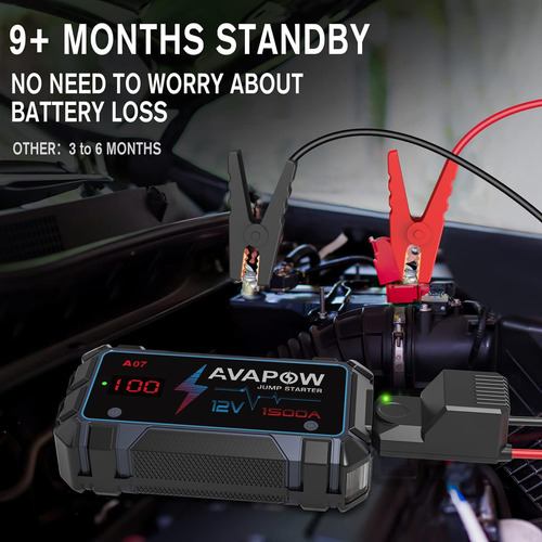 Car Jump Starter Avapow A07 1500a 12v Para 7l A Gasolina/5,5