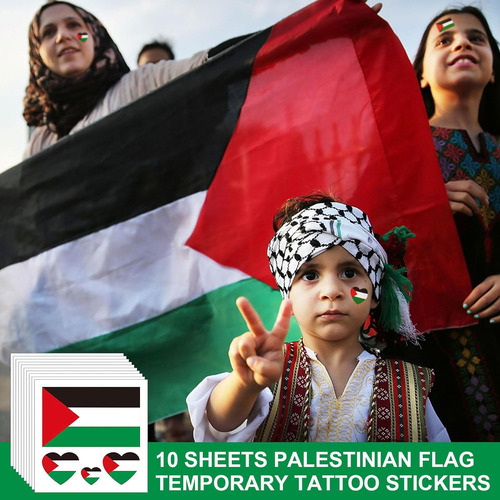 Pegatinas Temporales Con La Bandera Palestina En V, Tatuajes