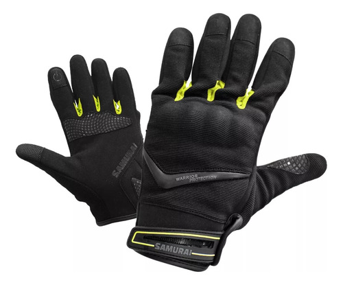 Guantes Moto Cortos Samurai Warrior Tessen Negro Neon Touch