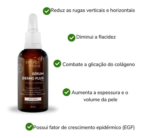Sérum Dermo Plus Com Ácido Hialurônico Extratos Da Terra 50g