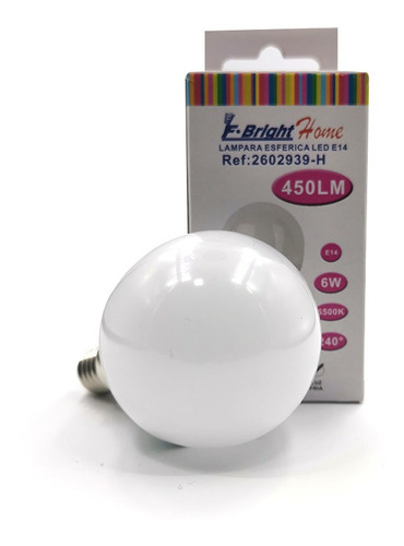 Ampolleta Esferica Led E14 6w Luz Fria/ F Bright