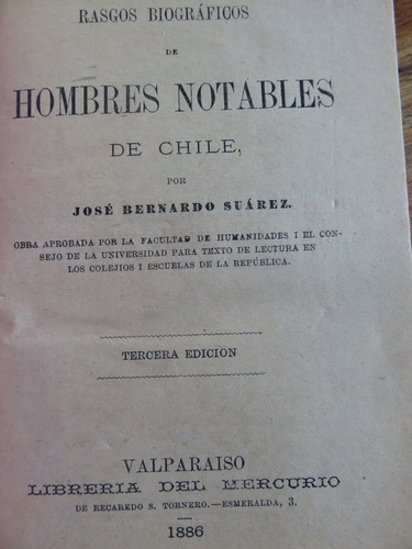 Hombres Mujeres Notables De Chile Tesoro Niñas-  Suárez 1886