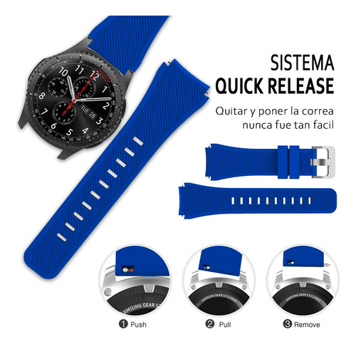 Correa Deportiva Texturizada Para Smartwatch Colmi C81 Rey Azul 2.2 Cm