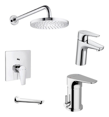 Griferia Roca Atlas Ducha Embutir + Lavatorio + Bidet Color Cromo