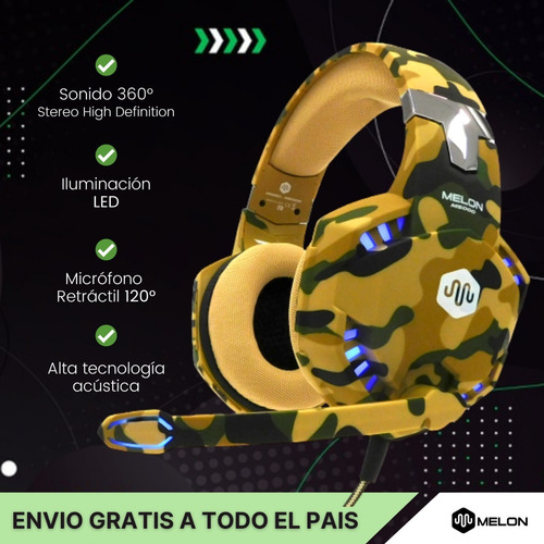 Imagen 2 de 9 de Auricular Gamer Melon Pc Ps4 Con Microfono Ajustable M5000