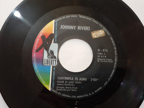 Vinilo Single De Johnny Rivers Contempla Tu Alma(n157