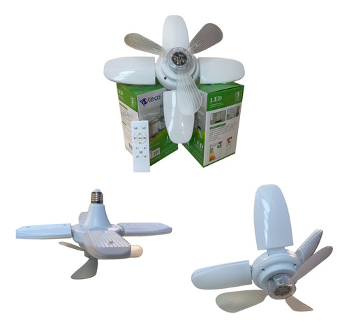Lámpara-ventilador 3aspas (4 Lámparas) 81.28 Cm Blanco Blanco Plástico 3