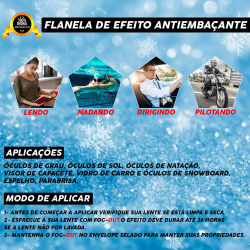 Imagem 3 de 6 de Flanelas Efeito Antiembaçante P/ Óculos Viseira Fog-out