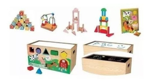 Cubo De Actividades De Madera Kidz Time 8 En 1 Premium