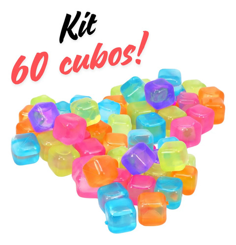 60 Cubitos De Hielo Cuadrados Reutilizables De Colores Que S