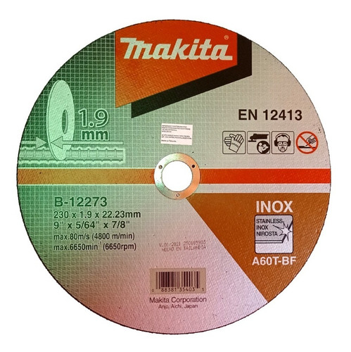 Disco Makita 230 X 1.9 X 22.23 Mm Para Inoxidable B-12273