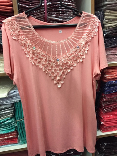 Imagem 9 de 9 de Kit 5 Blusinha Camisa Renda Visco Lycra Feminina Top Atacado