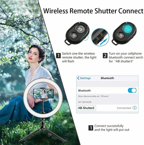 Luz De Anillo Led 26cm 3 Colores Wireless Control Remoto