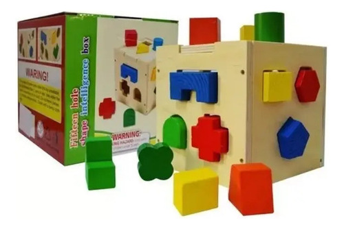 . Juego Madera Montessori Cubo Encajar Figuras Geométricas