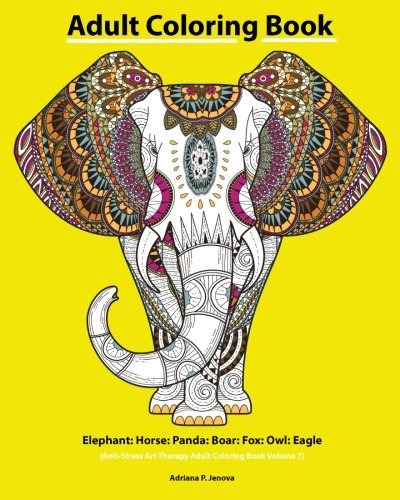 Adult Coloring Book Elephant Horse Panda Boar Fox Owl Eagleb