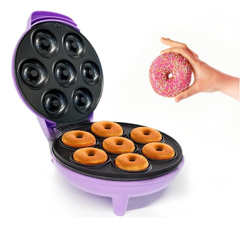 Mini Maquina Hacer Donas Donuts Antiadherente 7 Rosquillas Color Violeta