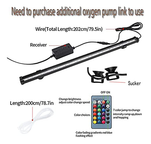 Luz Led Sumergible Para Acuario Con Orificio Para Burbujas D
