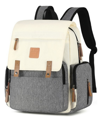 Mochila Land Luxury Cor Bege Com Cinza Com Trocador