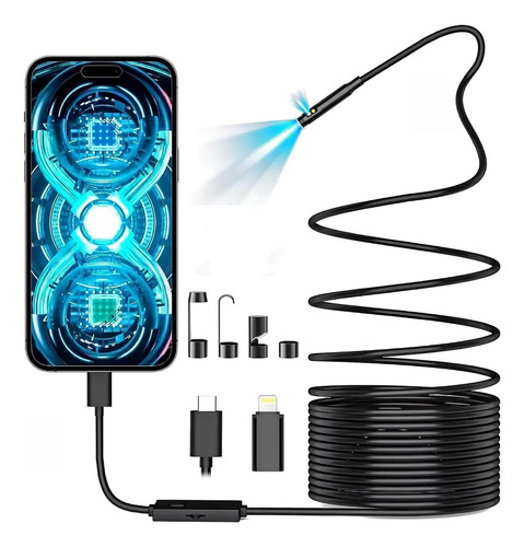 Cámara Endoscópica Hd Yushunhui 1920p 5m Ip67 Con Leds