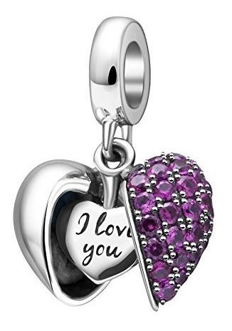 I Love You Charm 925 Sterling Silver Amor Heart Dangle Bead
