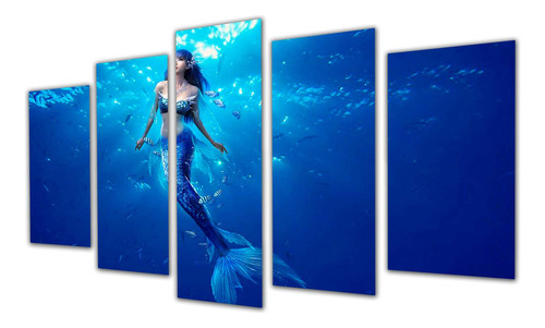 Cuadro 60x100cm Sirena Mar Oceano Azul Mitologia Agua