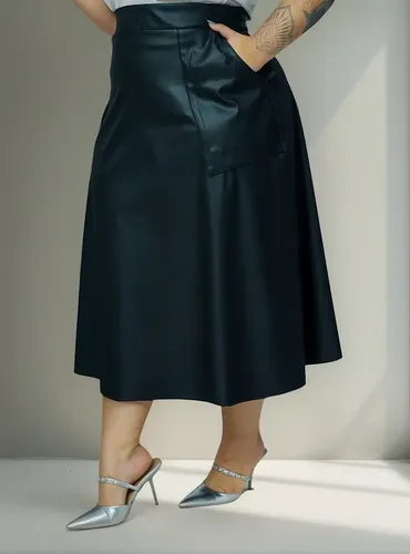 MLB 4794945824 Saia Couro Ecologico Feminina Midi Plus Size Evangelica JM