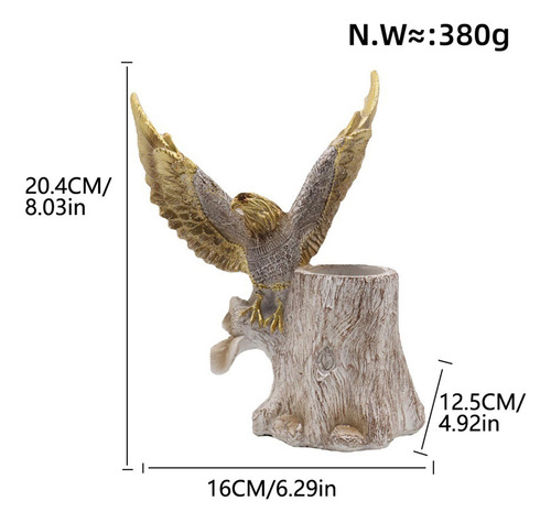 Portalápices Con Estatua De Águila, Portalápices De Gris