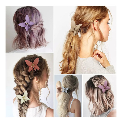 M Pinzas Para El Cabello Con Forma De Mariposa Mate, 6