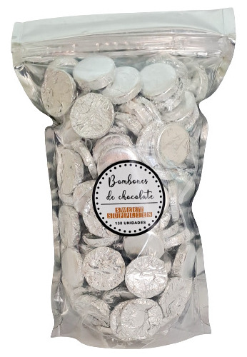 130 Monedas De Chocolate Color Plata Souvenir Candy Bar