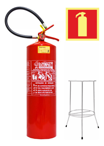 Extintor Água 10l Novo + Sup. De Solo + Placa De Sinalização