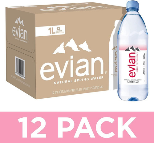 Agua Evian Natural 12 Botellas De 1 Lt, Sin Gas.