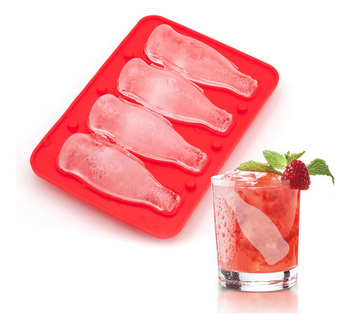 Molde De Hielo De Silicona Para Botellas De Coca Cola Con 4 