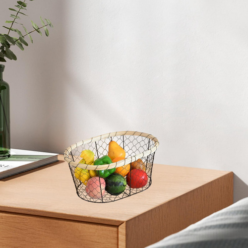 Cesta Tejida De Alambre De Hierro, Frutero 19 Cm X 8 Cm