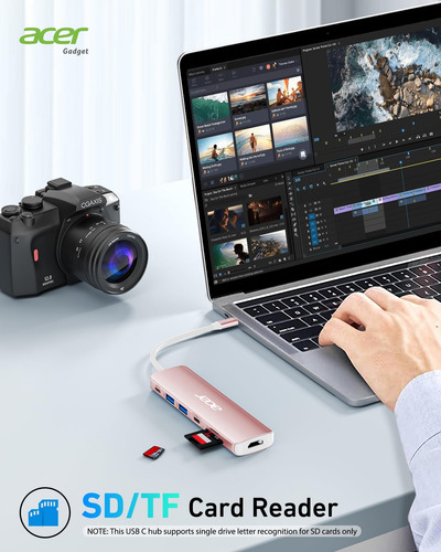Hub Usb Acer, Adaptador Multipuerto Usb C A Hdmi 7 En 1, 2 P
