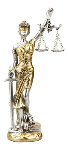 Estátua Resina Dama Da Justiça Dourada Pequena - 21.5cm Cor Dourado