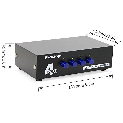 Panlong Interruptor Av De 4 Vías Conmutador Rca 4 En 1 Salid