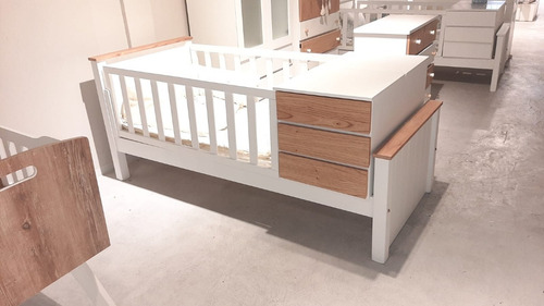 Imagen 2 de 10 de Cama Cuna Nordica Funcional Cuarto Bebe 1 Plaza Paraiso Alf