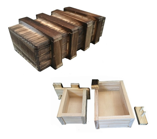 Rompecabezas vintage caja con compartimiento secreto Wooden Magic Puzzle Box 101735