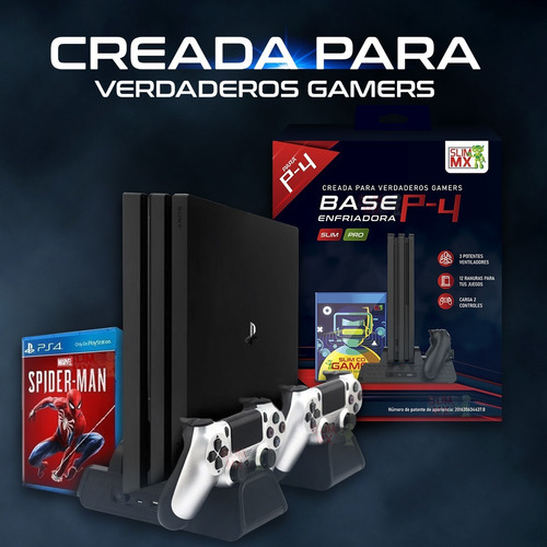 Imagen 6 de 6 de Base Enfriadora Ps4 Pro Slim Carga Controles Usb Dock Discos
