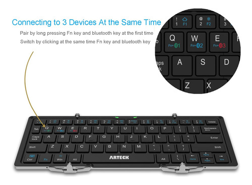 Arteck Teclado Bluetooth Plegable, Mini Teclado Plegable...