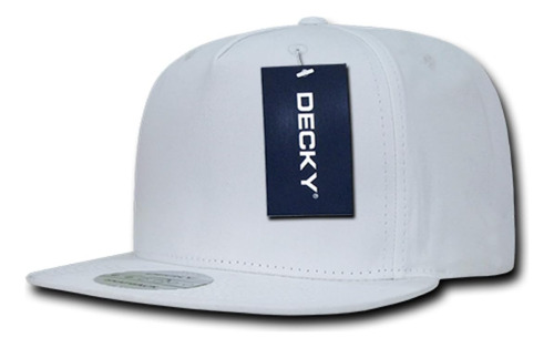 Decky 1064-wht Snapback De Visera Plana De Algodón De 5 Pane