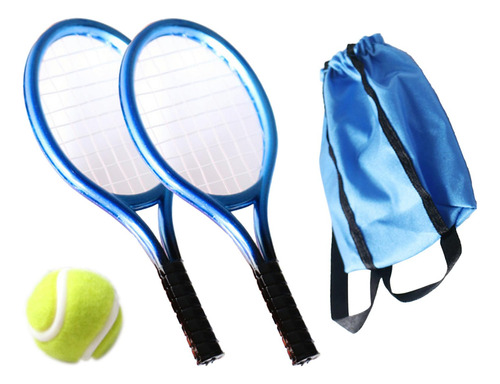 3 Juego De Raqueta Y Pelota De Tenis Deportiva En Azul