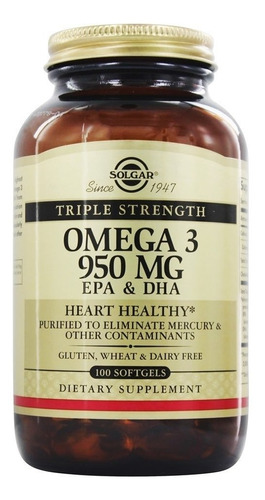 Omega 3 Epa Y Dha 950mg - 100 Cápsulas, Solgar Triple