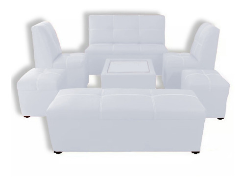 Sala Lounge Minimalista Moderna Puff Sillones Color Blanco