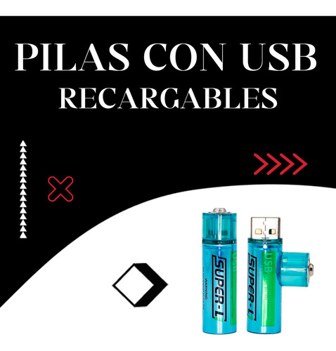 Pilas Aa Recargables Caja X 2 Unidades 1500 Mha Con Usb