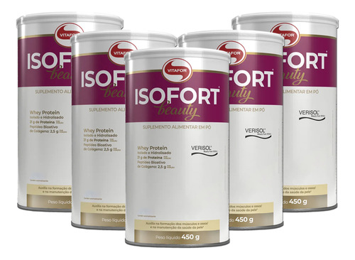 Kit 5 Unidades Proteína Em Pó Com Colágeno Vitafor Wpi / Wph